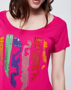 Outlet John Galliano T-Shirt Long imprimé rose foncé