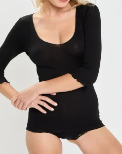 Femme Mare T-Shirt manches 3/4 col rond noir