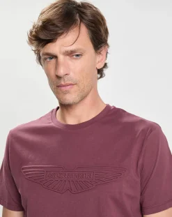 New Hackett London T-Shirt manches courtes Aston Martin Racing Embossé bordeaux