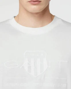 Homme Gant T-Shirt manches courtes Uni Blaosn Brodé T/T écru