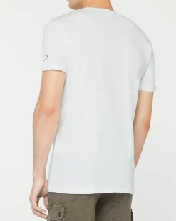 Clearance Replay T-Shirt Moto Bike blanc