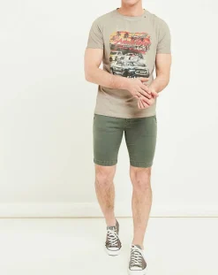 Replay T-Shirt Print Racing beige