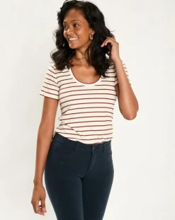 Online Esprit T-Shirt Rib écru/marron