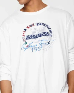 Homme Napapijri T-Shirt Smu Streif blanc