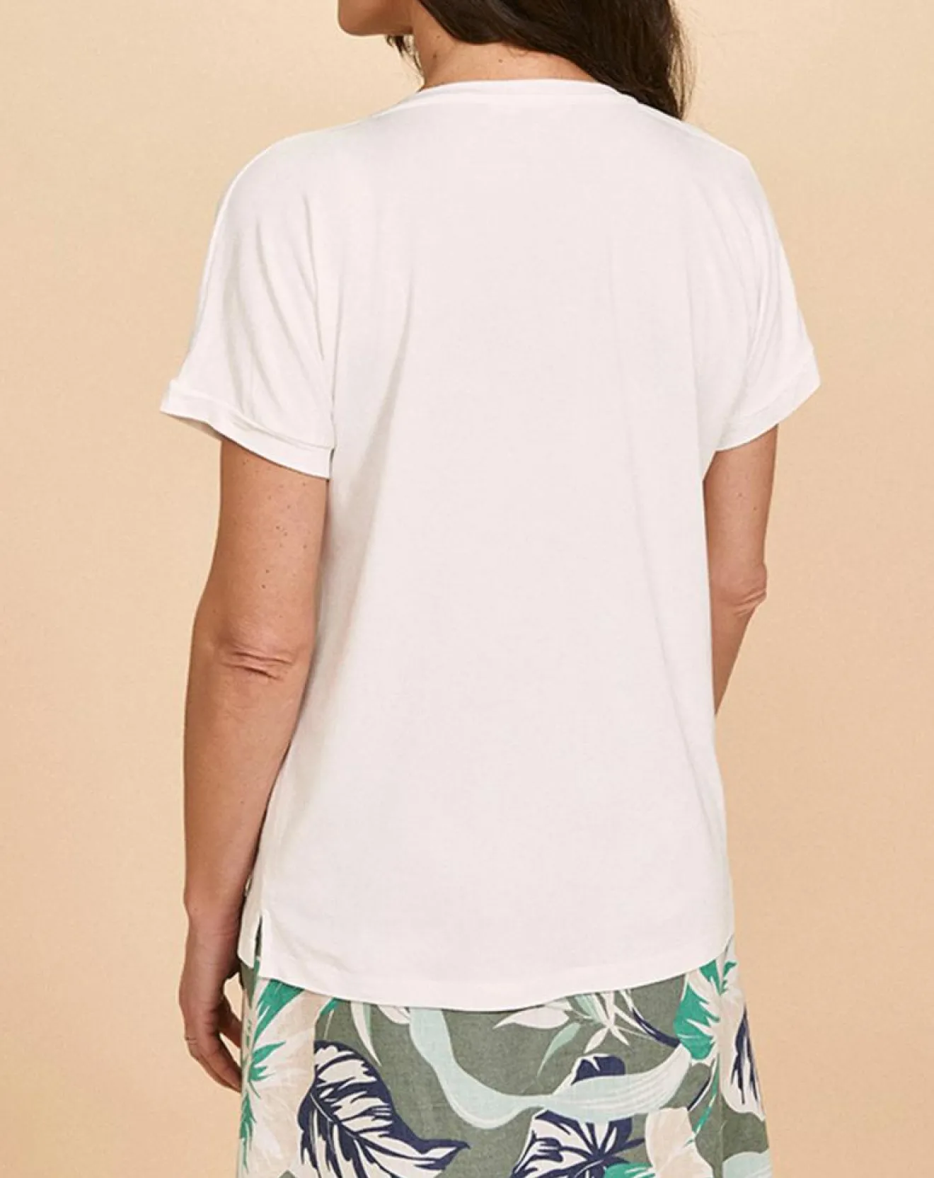 Femme Devernois T-Shirt Tilleul à broderies blanc cassé