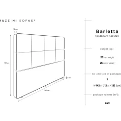 Mazzini Sofas Tête de lit Barletta crème - 180x120 cm