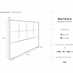 Mazzini Sofas Tête de lit Barletta gris clair - 160x120 cm