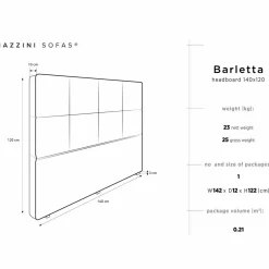 New Mazzini Sofas Tête de lit Barletta rose clair - 180x120 cm