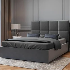 Discount Mazzini Sofas Tête de lit en Velours Begonia gris foncé - 180 cm