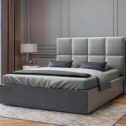 Discount Mazzini Sofas Tête de lit en Velours Begonia gris clair - 200 cm