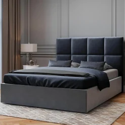 Clearance Mazzini Sofas Tête de lit en Velours Begonia bleu foncé - 200x120 cm