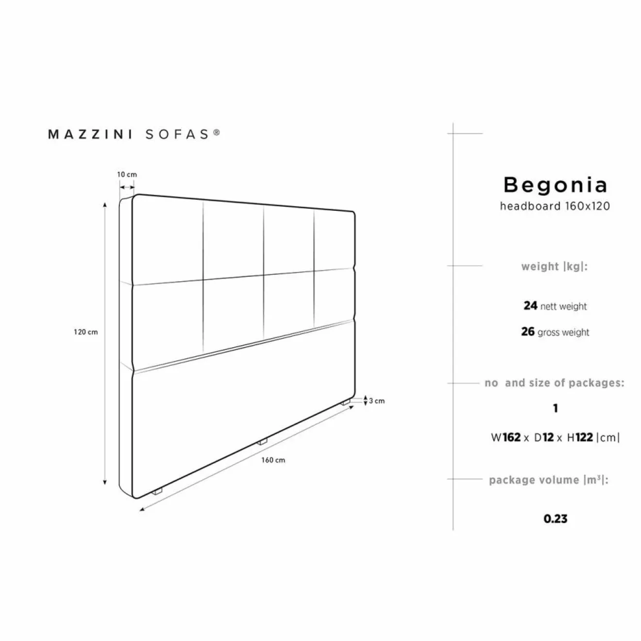 Mazzini Sofas Tête de lit en Velours Begonia lavande - 160x120 cm