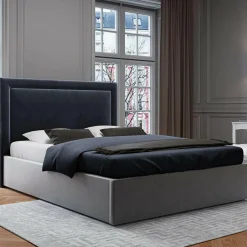 Mazzini Sofas Tête de lit en Velours Primevere bleu foncé - 160x120 cm