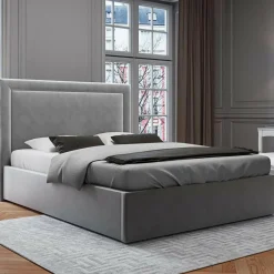 Mazzini Sofas Tête De Lit En Velours Primevere gris clair - 200x10x120 cm