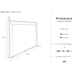 Mazzini Sofas Tête De Lit En Velours Primevere gris clair - 200x10x120 cm