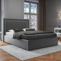 Mazzini Sofas Tête de Lit en Velours Primevere gris foncé - 160x120 cm