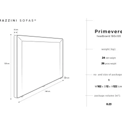 Mazzini Sofas Tête de lit en Velours Primevere gris clair - 160x120 cm