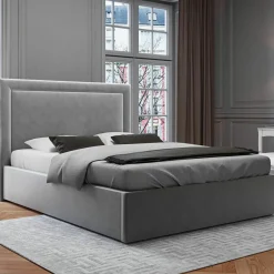 Clearance Mazzini Sofas Tête de lit en Velours Primevere gris clair - 180x120 cm