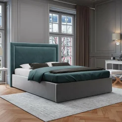 Mazzini Sofas Tête de Lit en Velours Primevère pétrole - 200x120 cm