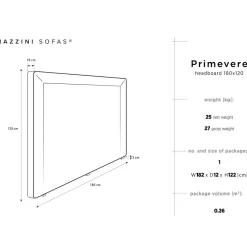 Mazzini Sofas Tête de lit en Velours Primevere beige clair - 180x120 cm