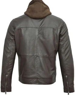 Homme Chyston Veste à capuche en Cuir Niort marron