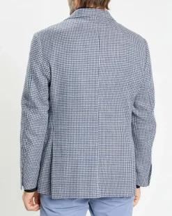 Homme Hackett London Veste à imprimé pied-de-poule bleue