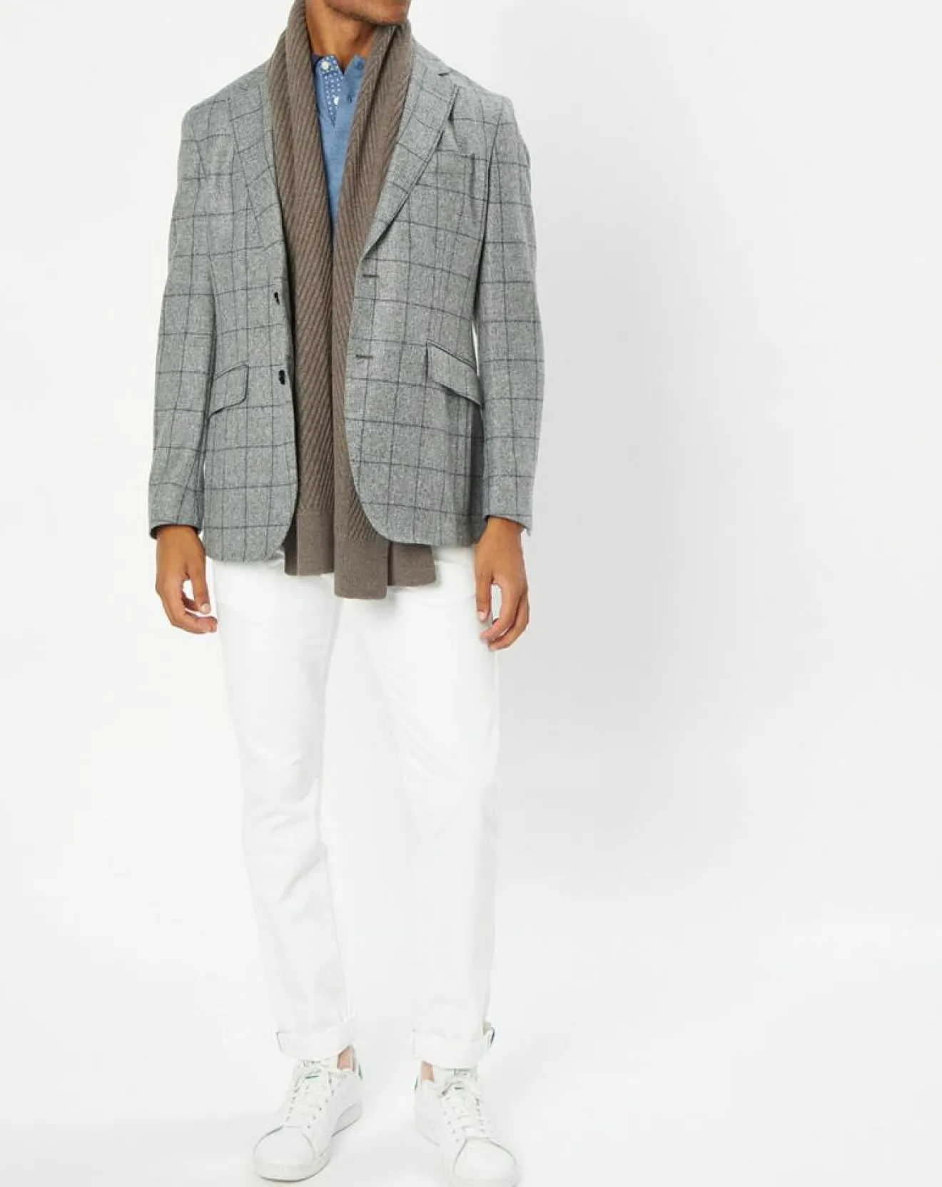 Homme Hackett London Veste 100% Laine à carreaux fins gris/bleu