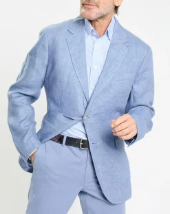 Homme Hackett London Veste 100% Lin bleu moyen