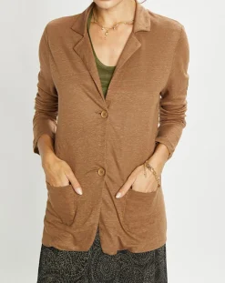 Femme Lauren Vidal Veste 100% Lin Essential écorce