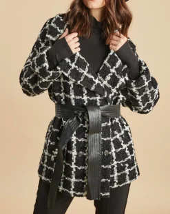 Sale Lauren Vidal Veste Amy à carreaux noir/écru