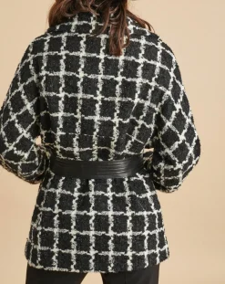 Sale Lauren Vidal Veste Amy à carreaux noir/écru