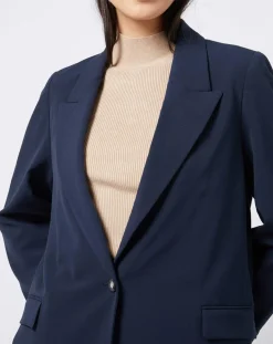 Femme Esprit Veste blazer classique 1 bouton bleu marine