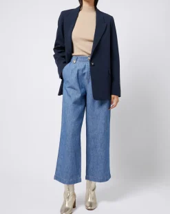 Femme Esprit Veste blazer classique 1 bouton bleu marine