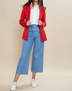 Outlet Devernois Veste blazer en Laine mélangée Voilier rouge