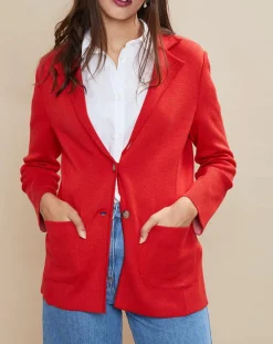 Outlet Devernois Veste blazer en Laine mélangée Voilier rouge