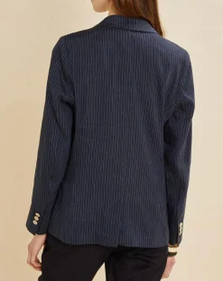 Clearance Chloé Stora Veste blazer en Lin mélangé Virgile bleue