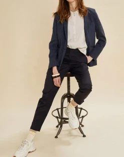 Clearance Chloé Stora Veste blazer en Lin mélangé Virgile bleue