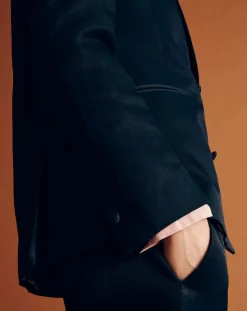 Femme Chloé Stora Veste blazer en Lin mélangé Vanille bleu marine