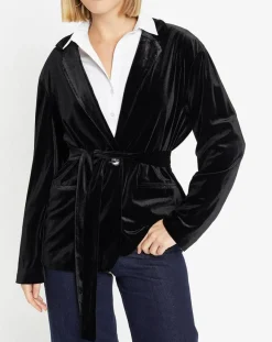 Sale Galeries Lafayette Veste blazer en Velours lisse noire