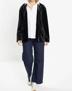 Sale Galeries Lafayette Veste blazer en Velours lisse noire