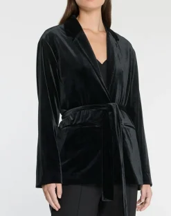 Sale Galeries Lafayette Veste blazer en Velours lisse noire