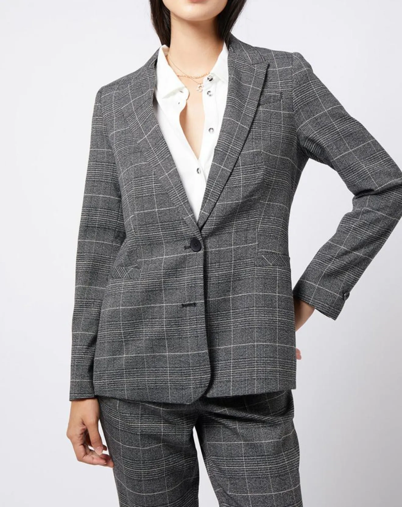 Outlet Esprit Veste blazer prince de galles lurex grise