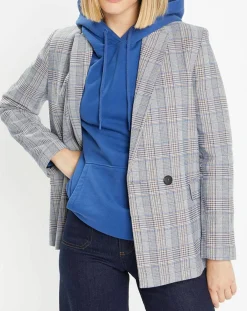 Online Galeries Lafayette Veste blazer Rune double boutonnage imprimé Pince de Galles gris/noir