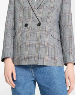Online Galeries Lafayette Veste blazer Rune double boutonnage imprimé Pince de Galles gris/noir