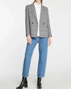 Online Galeries Lafayette Veste blazer Rune double boutonnage imprimé Pince de Galles gris/noir