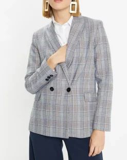Online Galeries Lafayette Veste blazer Rune double boutonnage imprimé Pince de Galles gris/noir