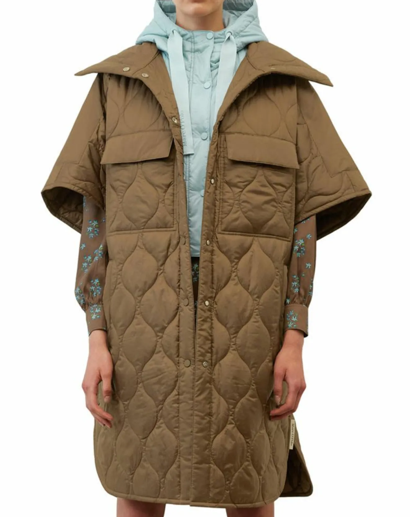 Femme Marc O'Polo Veste cape matelassée padded marron