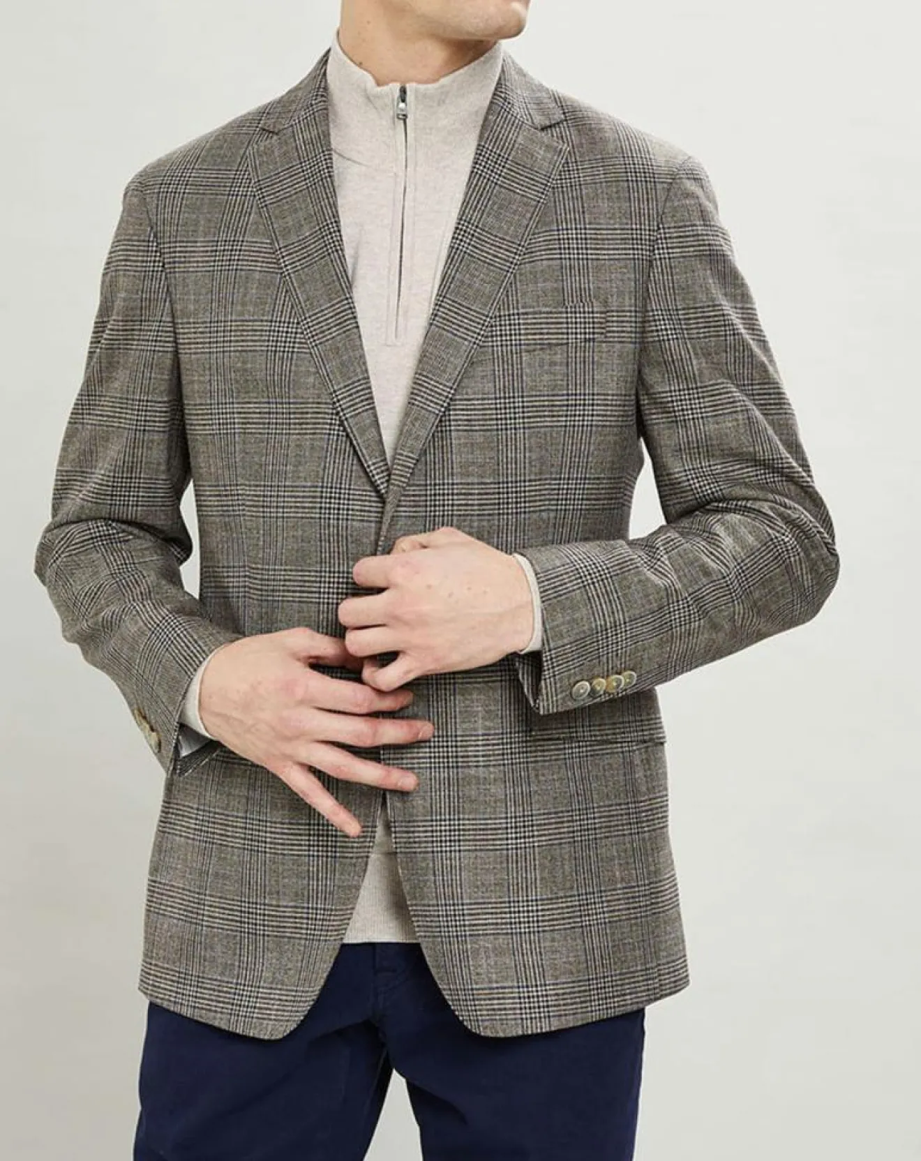 Clearance Hackett London Veste Chek imprimée prince de galles beige