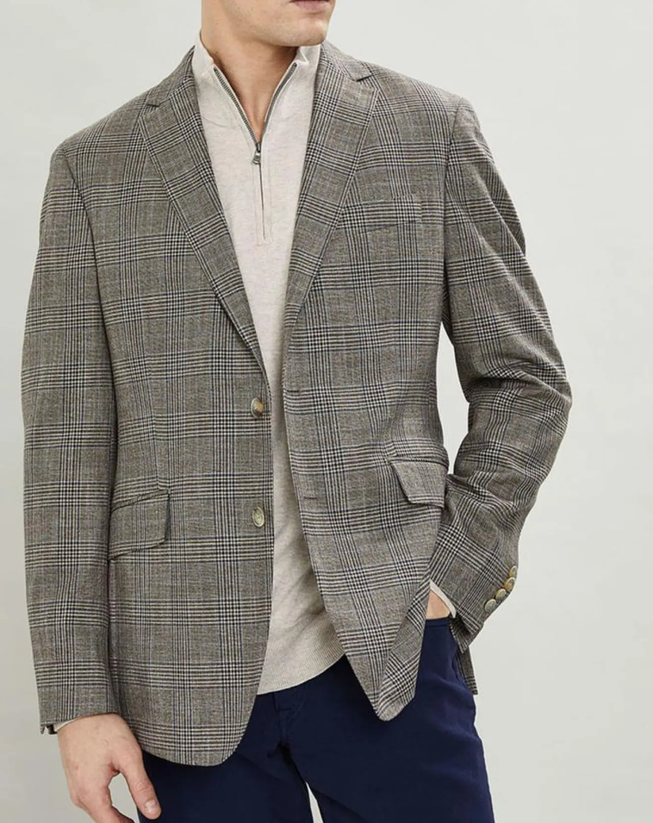 Clearance Hackett London Veste Chek imprimée prince de galles beige