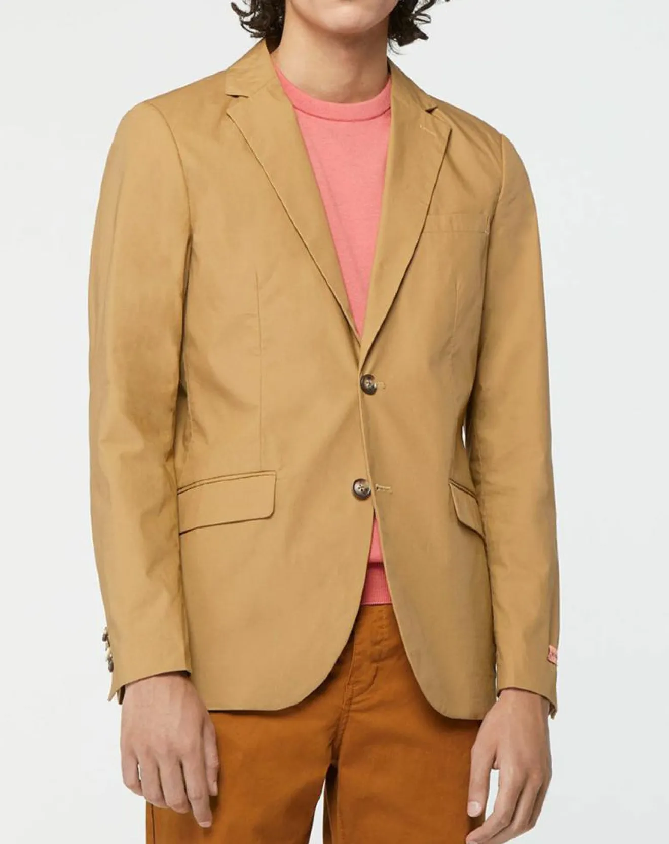 Hot Scotch & Soda Veste Cintrée en Popeline Stretch 2 boutons camel